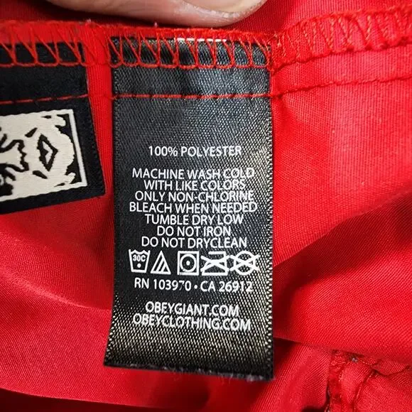 OBEY Worldwide Mens Jacket Large Red Windbreaker Hooded Outdoor Hiking Gorpcore - Picture 9 of 16